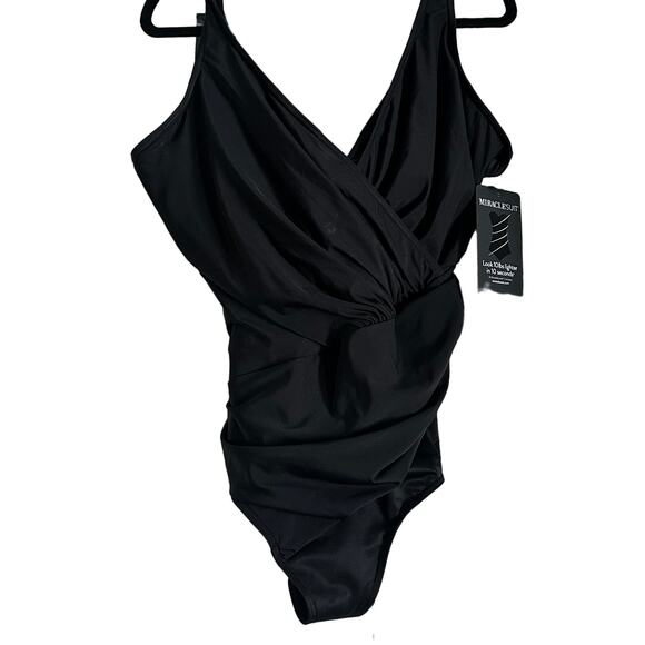 MiracleSuit Black Wrap OnePiece Swimsuit SZ - 18DDD (NWT) - Picture 1 of 6